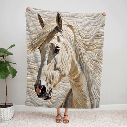 White Horse Blanket - D223 - Premium Blanket-Jolura