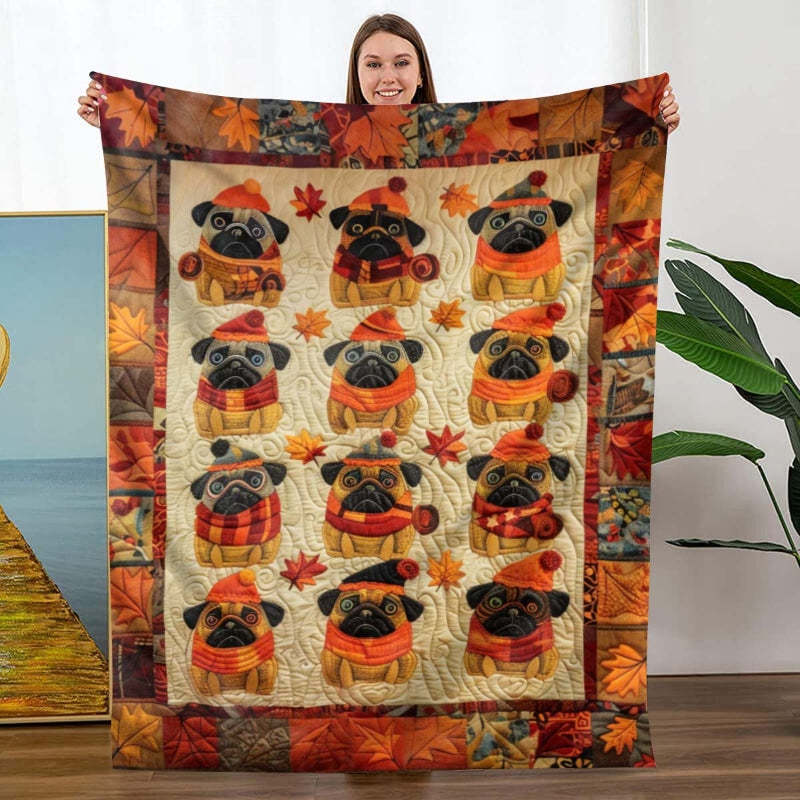 Autumn Vibe Pugs Blanket - D241 - Premium Blanket-Jolura