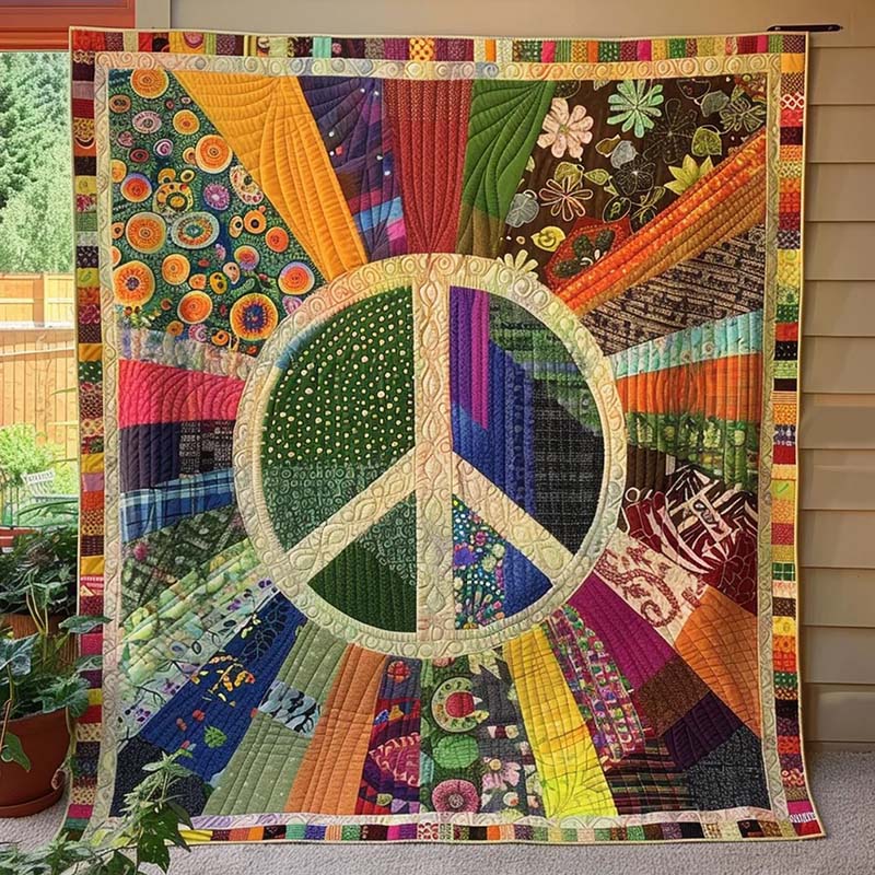 Retro Peace Sign Blanket - D242 - Premium Blanket-Jolura