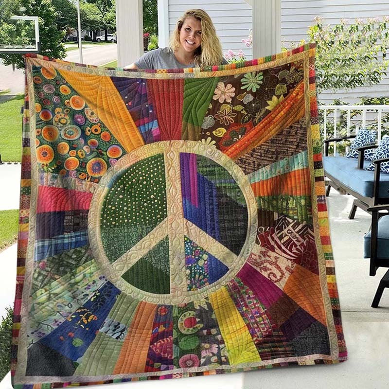 Retro Peace Sign Blanket - D242 - Premium Blanket-Jolura
