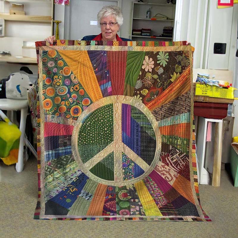 Retro Peace Sign Blanket - D242 - Premium Blanket-Jolura