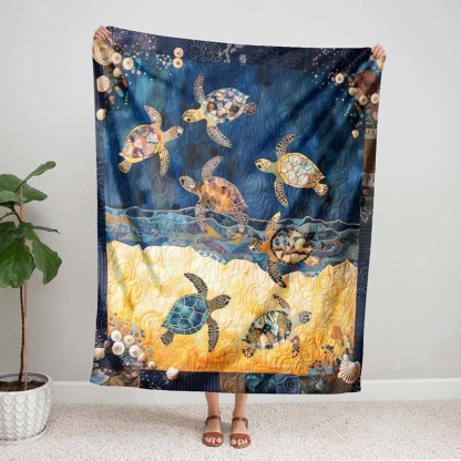 Sea Turtle Mingle Blanket - D243 - Premium Blanket-Jolura