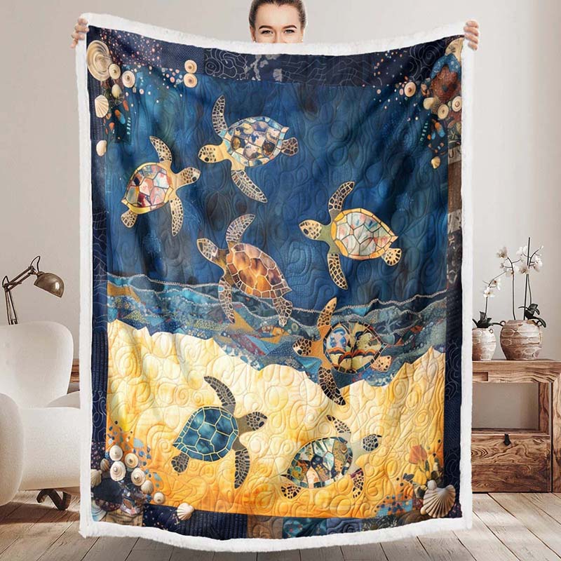 Sea Turtle Mingle Blanket - D243 - Premium Blanket-Jolura
