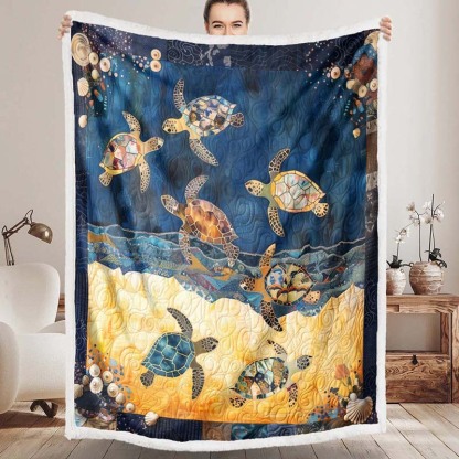 Sea Turtle Mingle Blanket - D243 - Premium Blanket-Jolura