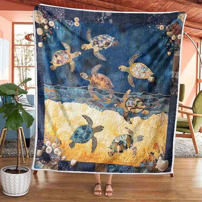 Sea Turtle Mingle Blanket - D243 - Premium Blanket-Jolura