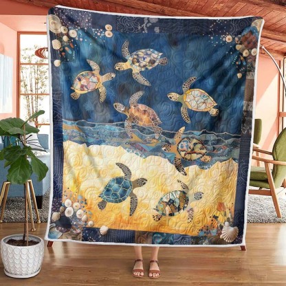 Sea Turtle Mingle Blanket - D243 - Premium Blanket-Jolura