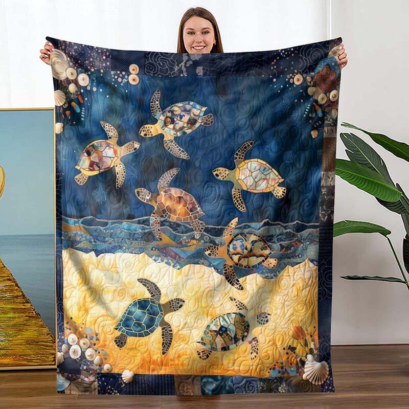 Sea Turtle Mingle Blanket - D243 - Premium Blanket-Jolura