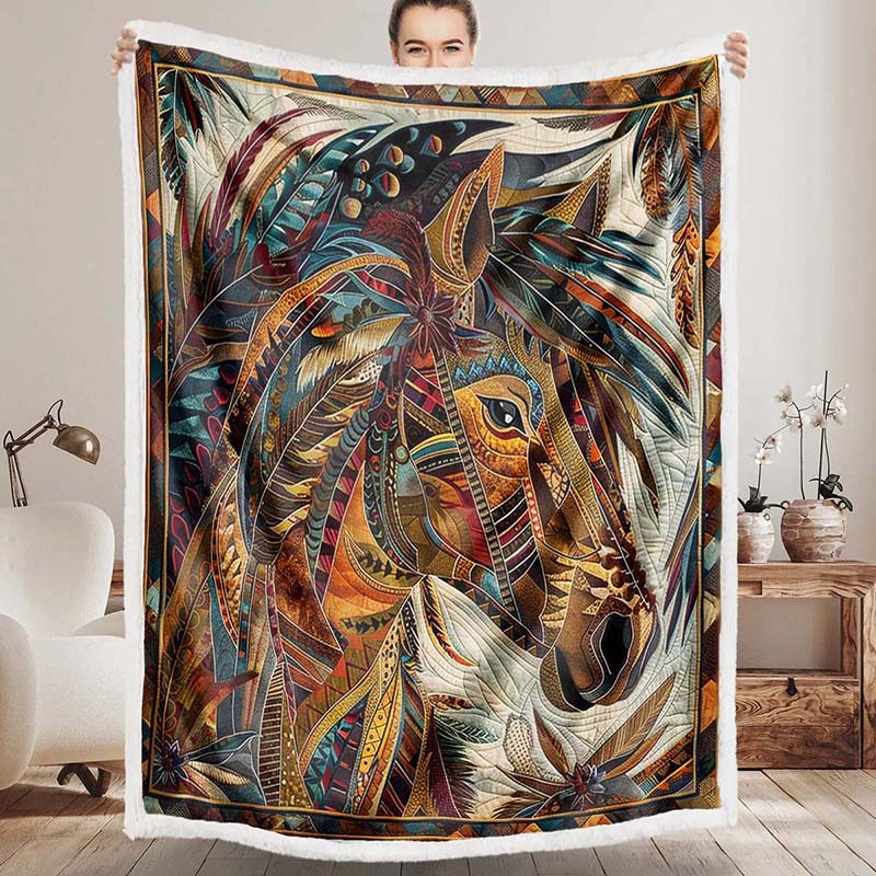 Horse Native Blanket - D247 - Premium Blanket-Jolura
