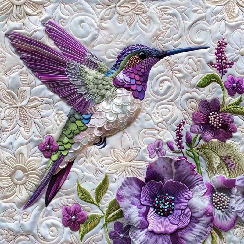 Purple Hummingbird Blanket - D249 - Premium Blanket-Jolura