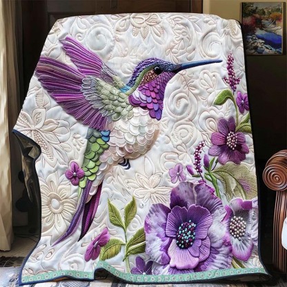 Purple Hummingbird Blanket - D249 - Premium Blanket-Jolura