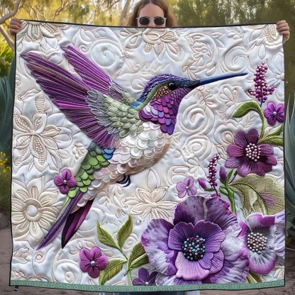 Purple Hummingbird Blanket - D249 - Premium Blanket-Jolura