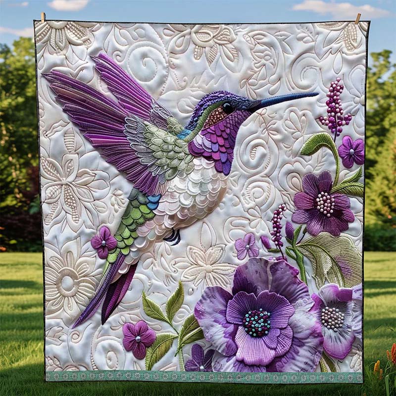 Purple Hummingbird Blanket - D249 - Premium Blanket-Jolura