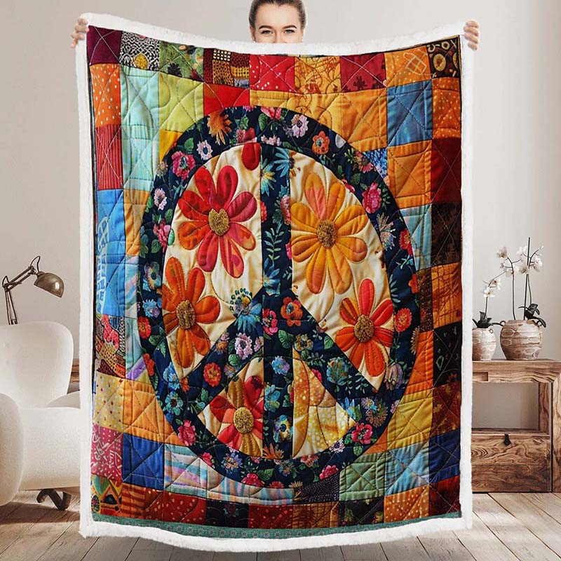 Trippy Hippie Sign Blanket - D250 - Premium Blanket-Jolura