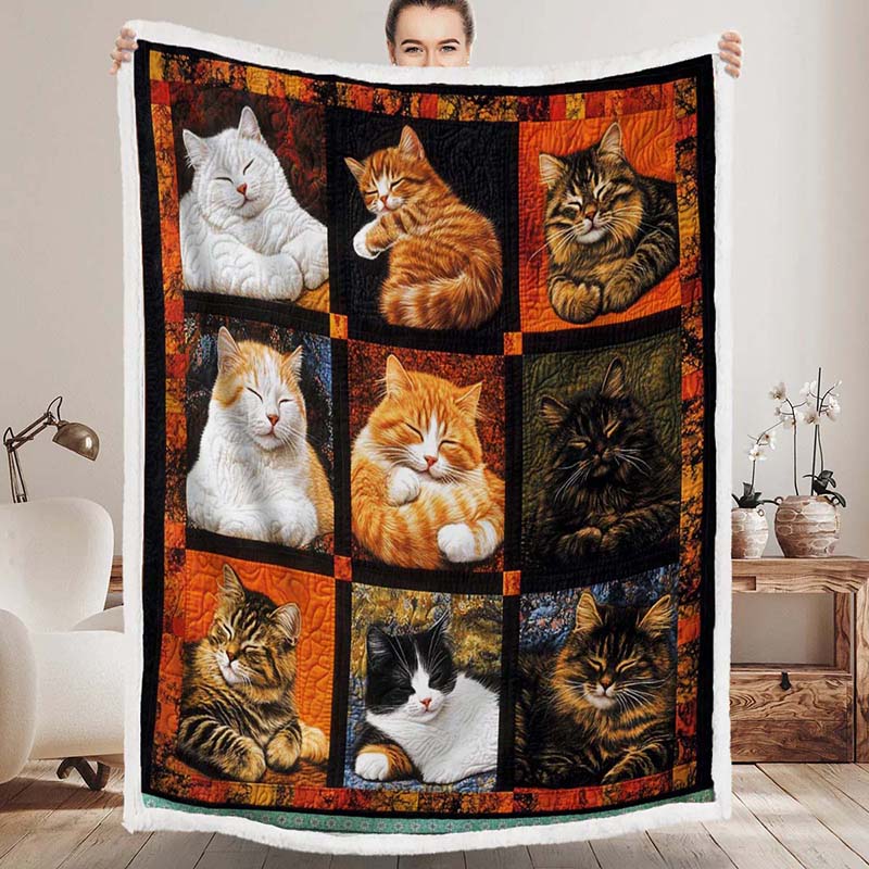 Sleeping Cat Collection Blanket - D251 - Premium Blanket-Jolura