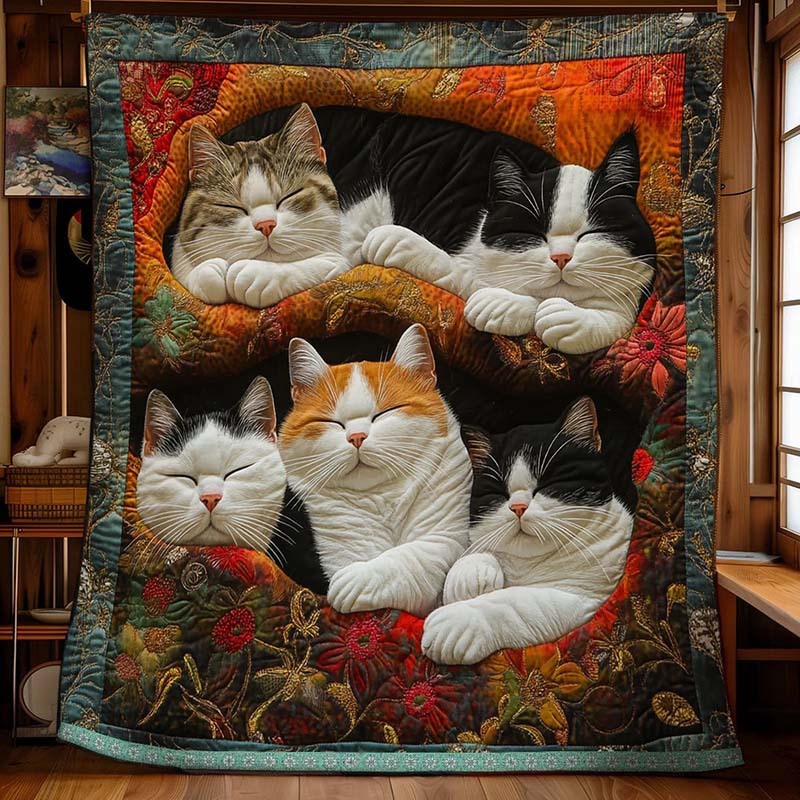 Cute Lazy Cats Blanket - D252 - Premium Blanket-Jolura