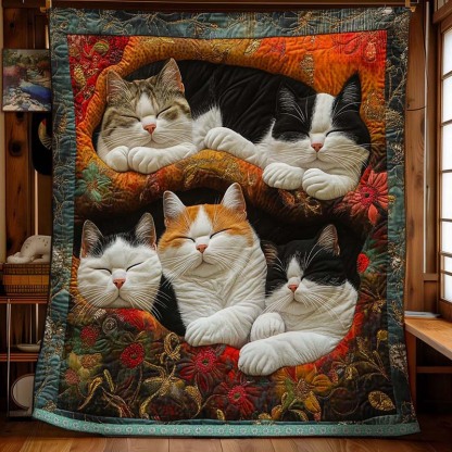 Cute Lazy Cats Blanket - D252 - Premium Blanket-Jolura