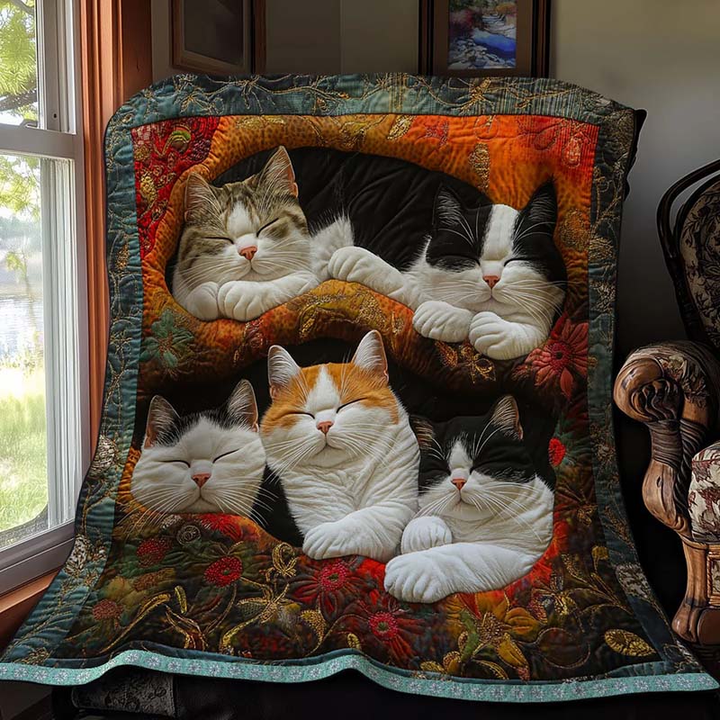 Cute Lazy Cats Blanket - D252 - Premium Blanket-Jolura