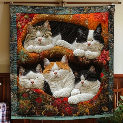 Cute Lazy Cats Blanket - D252 - Premium Blanket-Jolura
