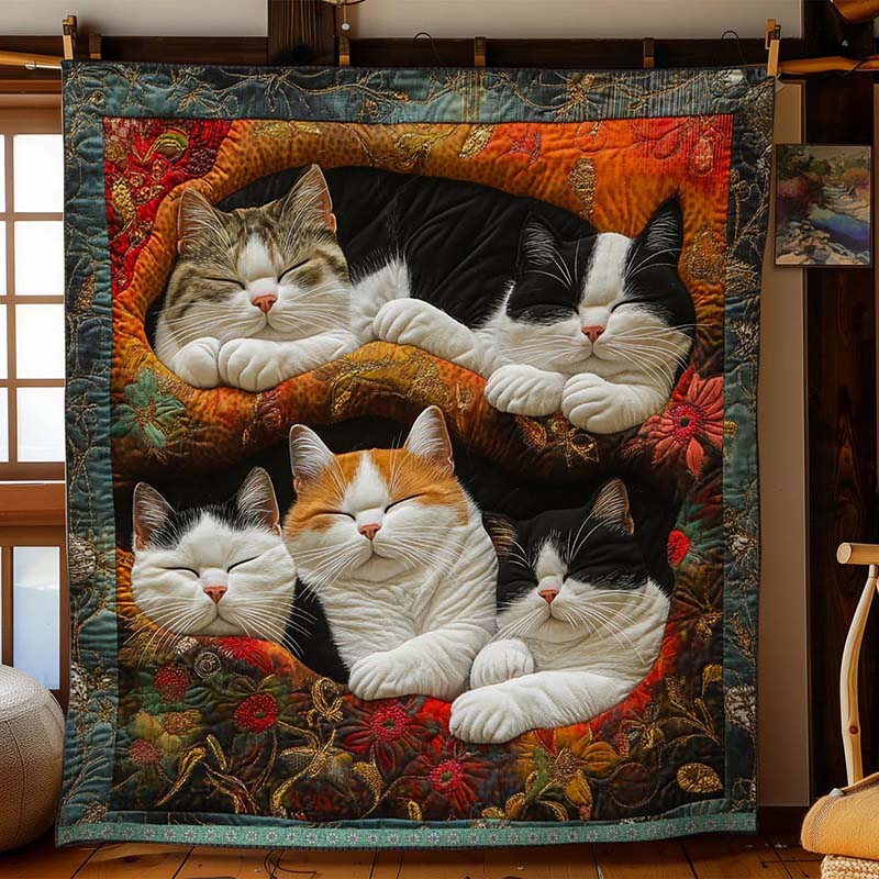 Cute Lazy Cats Blanket - D252 - Premium Blanket-Jolura