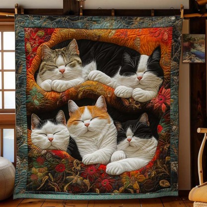 Cute Lazy Cats Blanket - D252 - Premium Blanket-Jolura