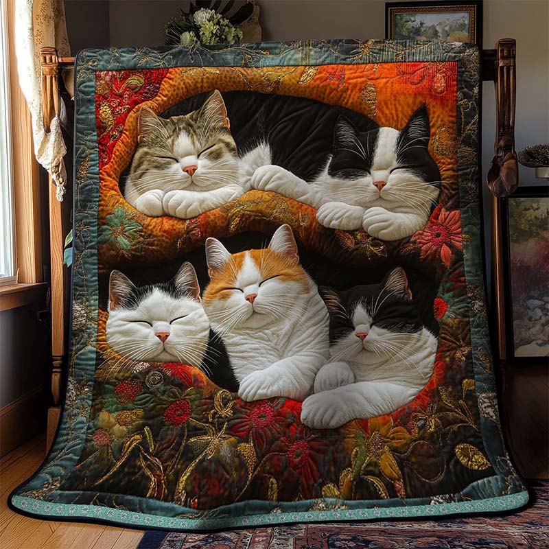 Cute Lazy Cats Blanket - D252 - Premium Blanket-Jolura