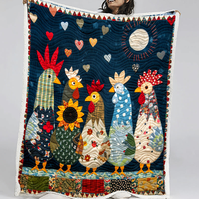 Moonlit Roosters Blanket - D260 - Premium Blanket-Jolura