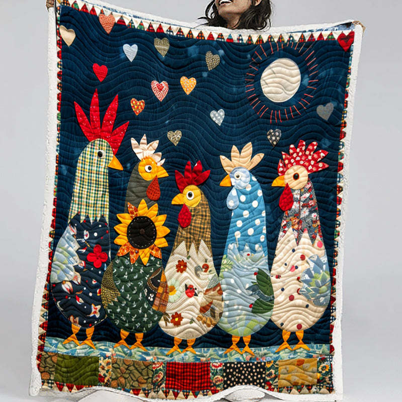 Moonlit Roosters Blanket - D260 - Premium Blanket-Jolura