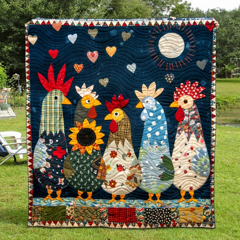 Moonlit Roosters Blanket - D260 - Premium Blanket-Jolura