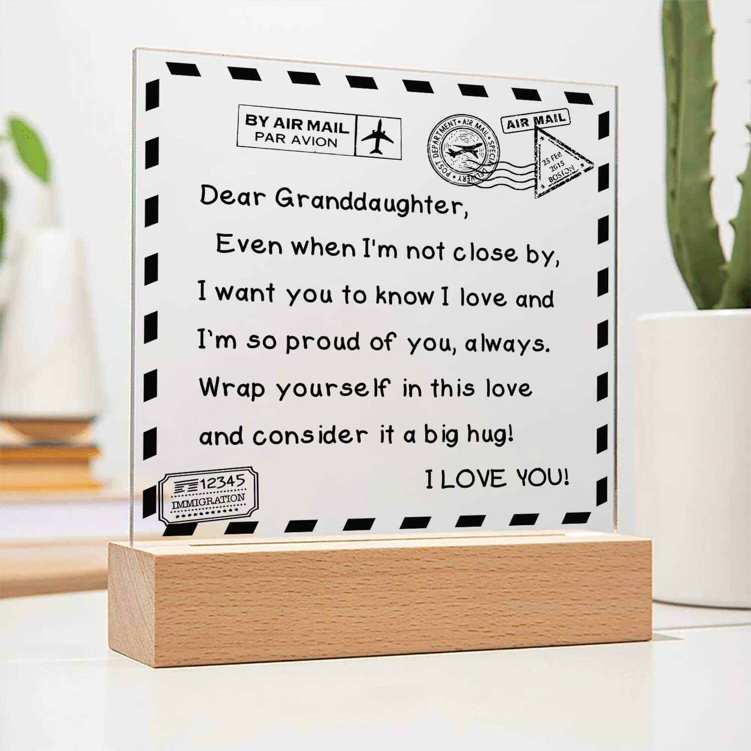 To My Granddaughter - I Love You - D351 -  LED Acrylic Plaque