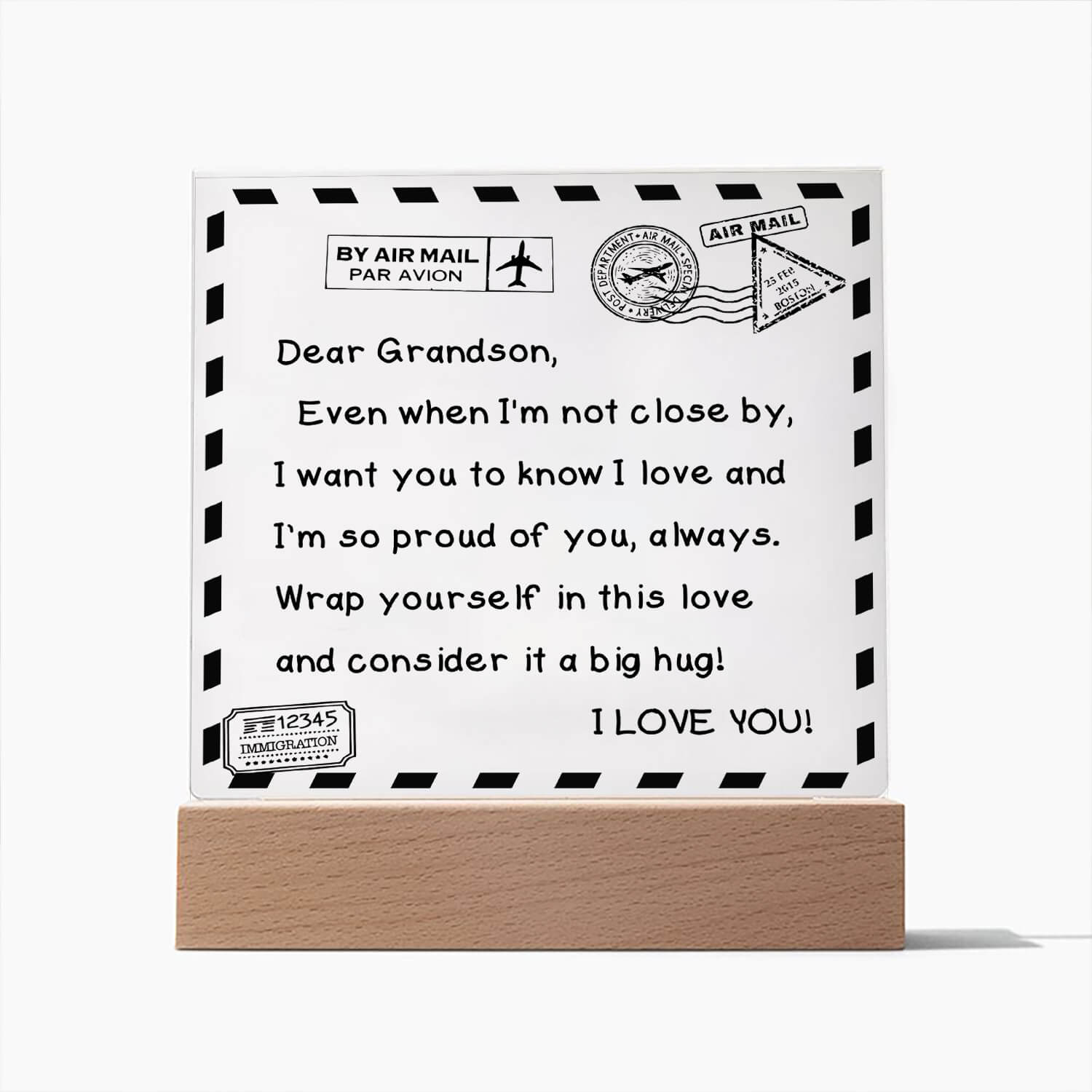 To My Grandson - I Love You - D351 -  LED Acrylic Plaque