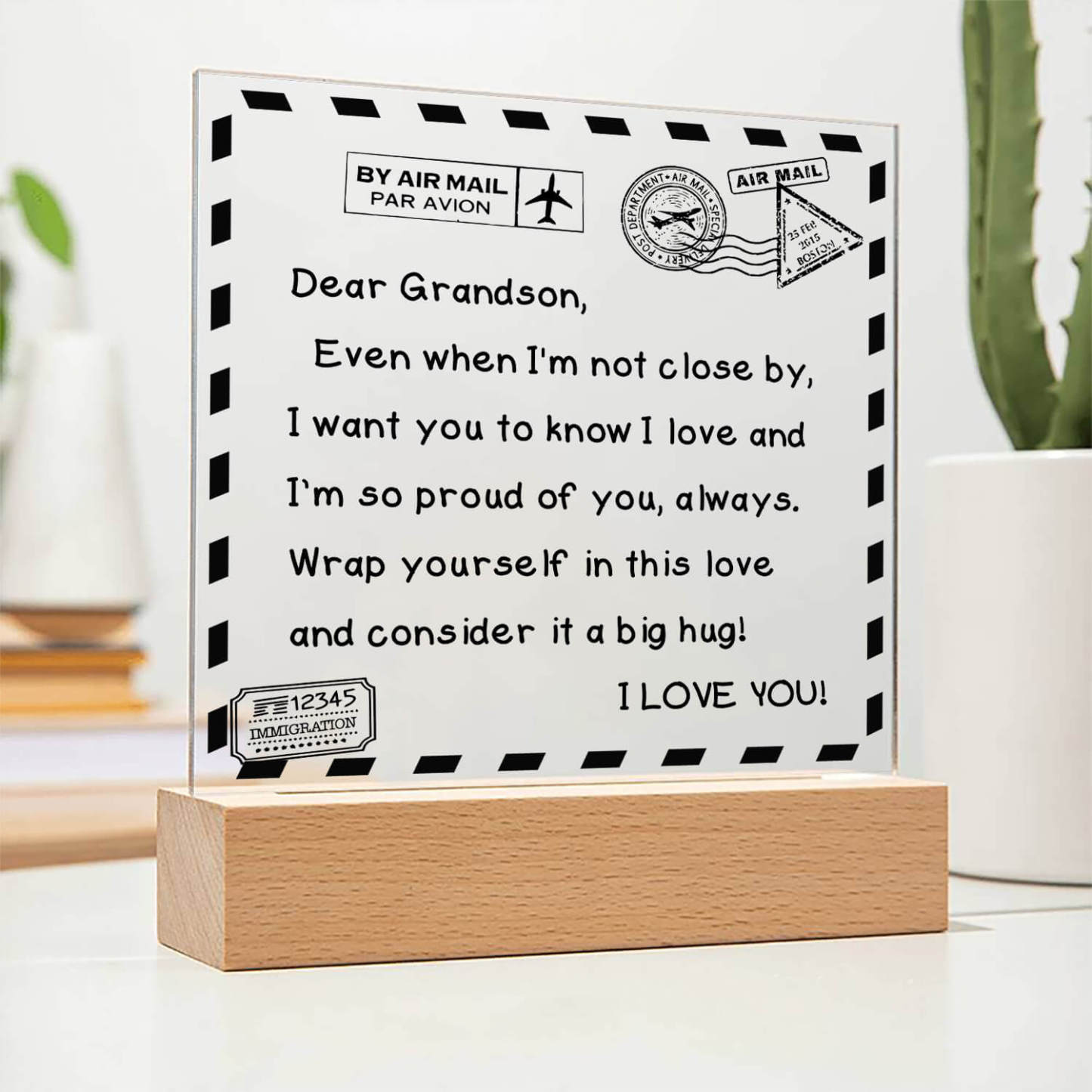 To My Grandson - I Love You - D351 - LED Acrylic Plaque