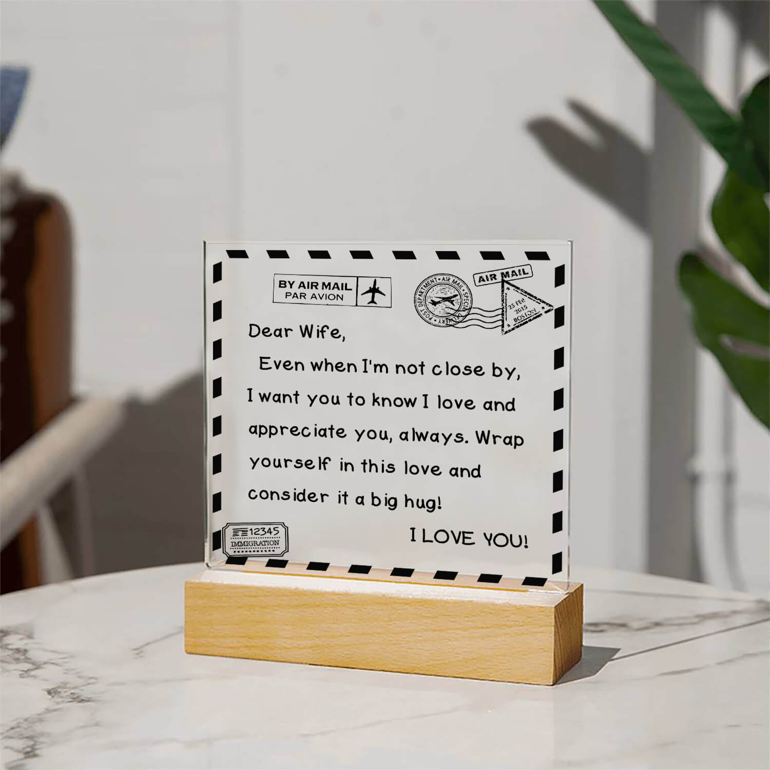 To My Wife - I Love You - D351 -  LED Acrylic Plaque