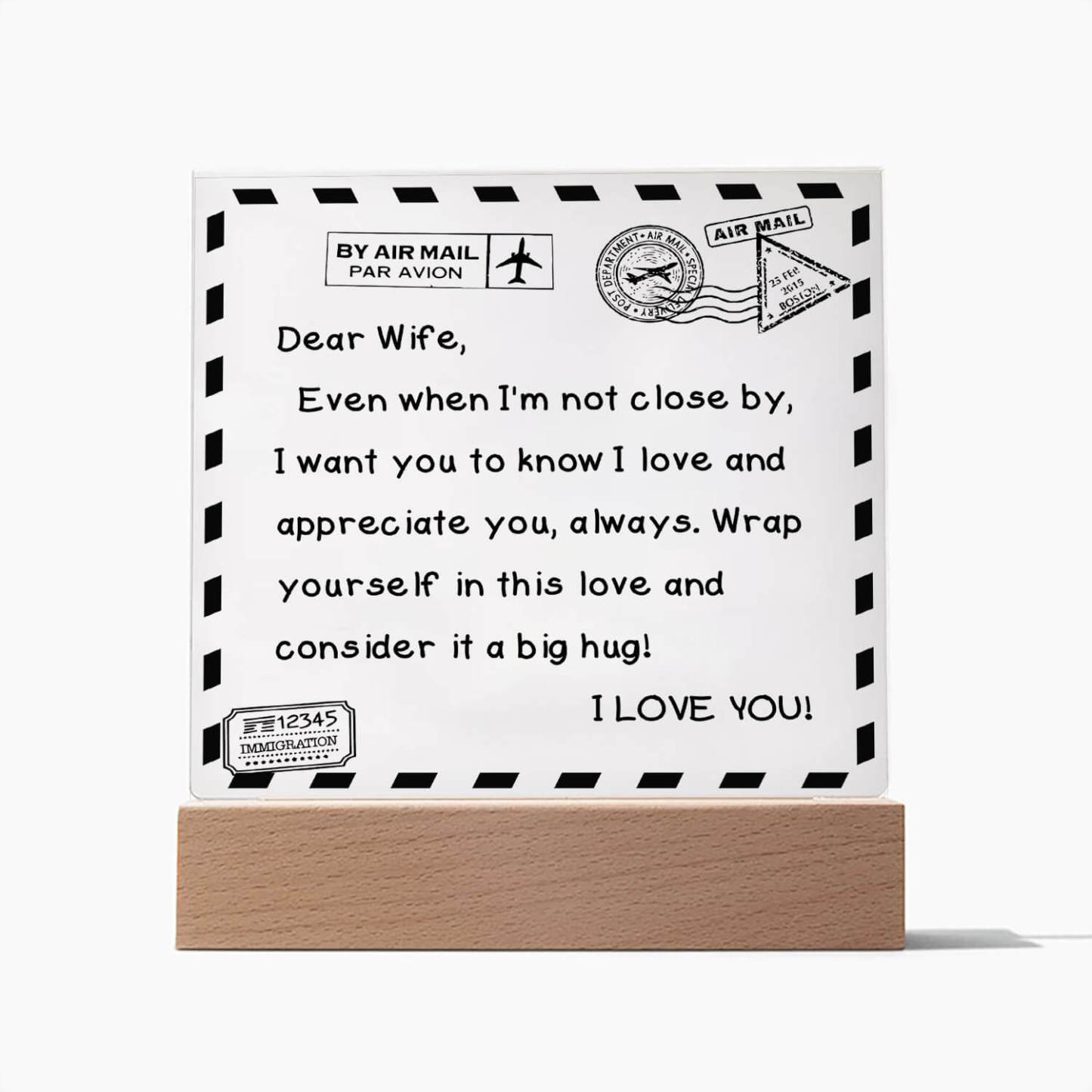 To My Wife - I Love You - D351 -  LED Acrylic Plaque