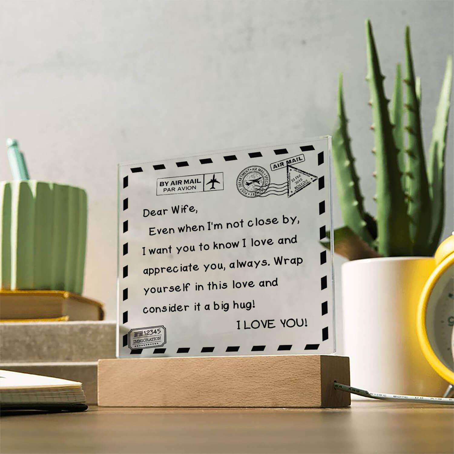 To My Wife - I Love You - D351 -  LED Acrylic Plaque