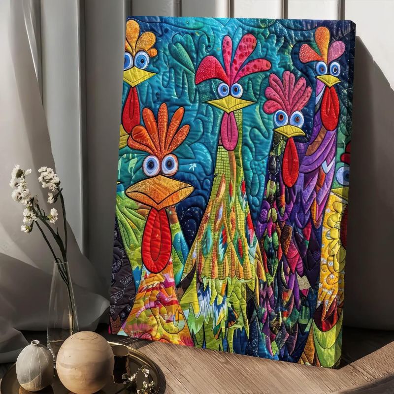 Whimsical Chickens - D385 - Gallery Wrapped Canvas Prints