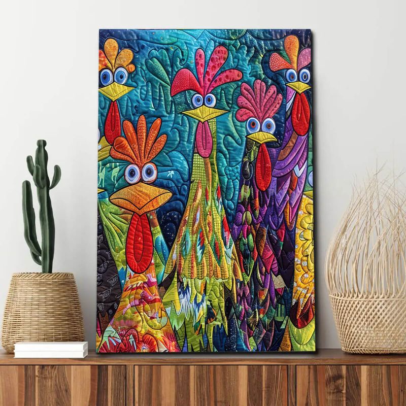 Whimsical Chickens - D385 - Gallery Wrapped Canvas Prints