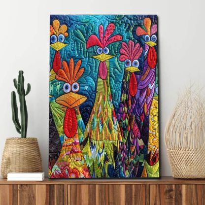 Whimsical Chickens - D385 - Gallery Wrapped Canvas Prints