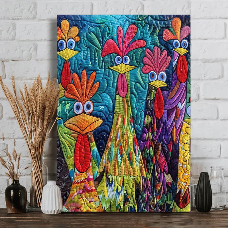 Whimsical Chickens - D385 - Gallery Wrapped Canvas Prints