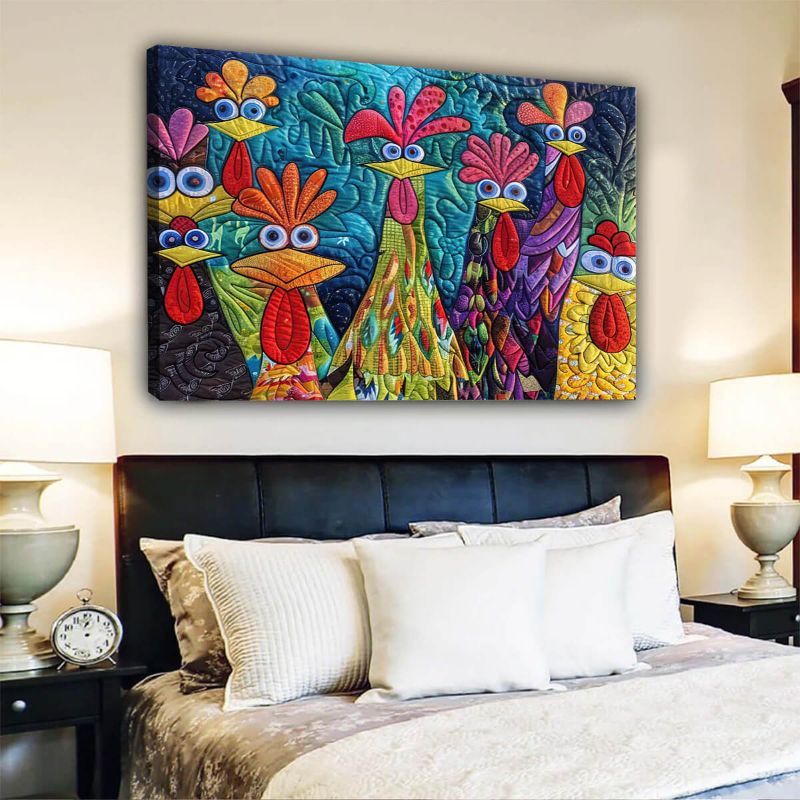 Whimsical Chickens - D385 - Gallery Wrapped Canvas Prints