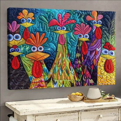 Whimsical Chickens - D385 - Gallery Wrapped Canvas Prints