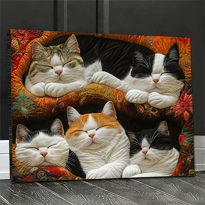 Cute Lazy Cats - D387 - Gallery Wrapped Canvas Prints