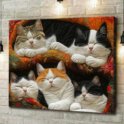Cute Lazy Cats - D387 - Gallery Wrapped Canvas Prints