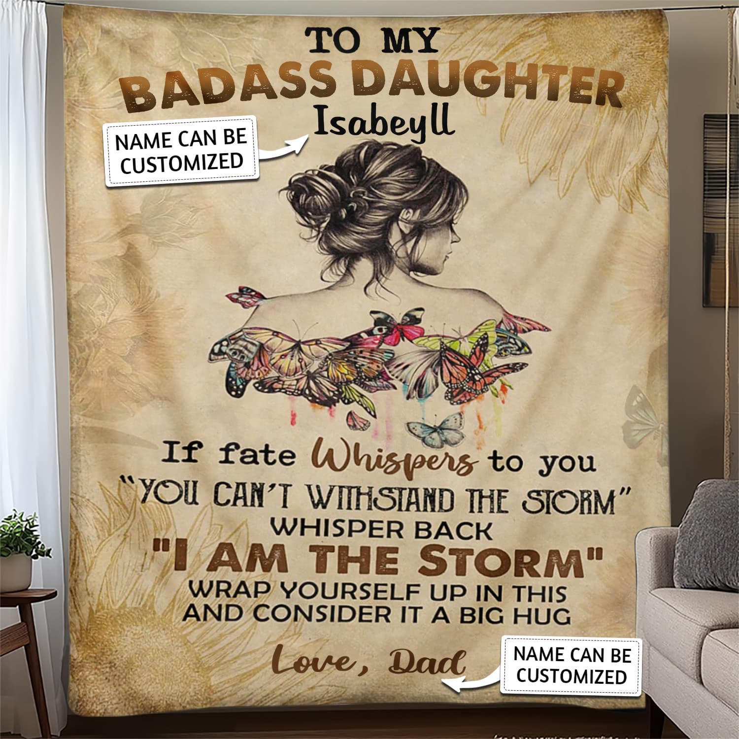 To My Daughter/Granddaughter - D393 - Personalized Custom Blanket