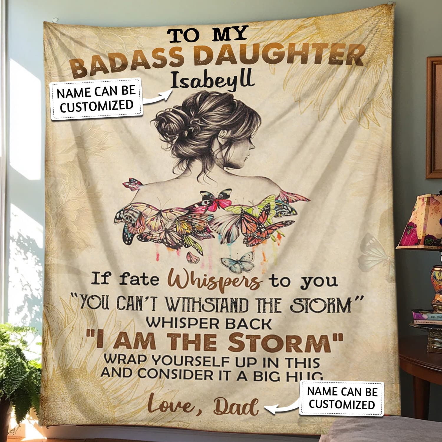 To My Daughter/Granddaughter - D393 - Personalized Custom Blanket