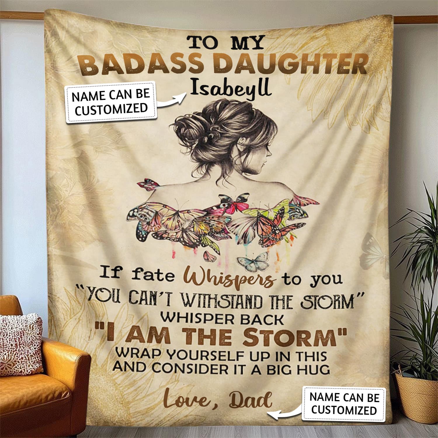 To My Daughter/Granddaughter - D393 - Personalized Custom Blanket