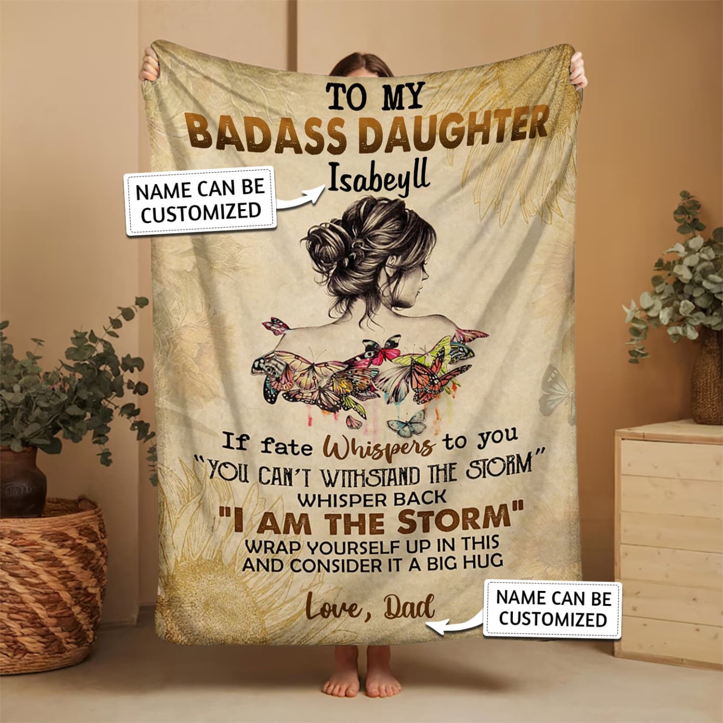 To My Daughter/Granddaughter - D393 - Personalized Custom Blanket