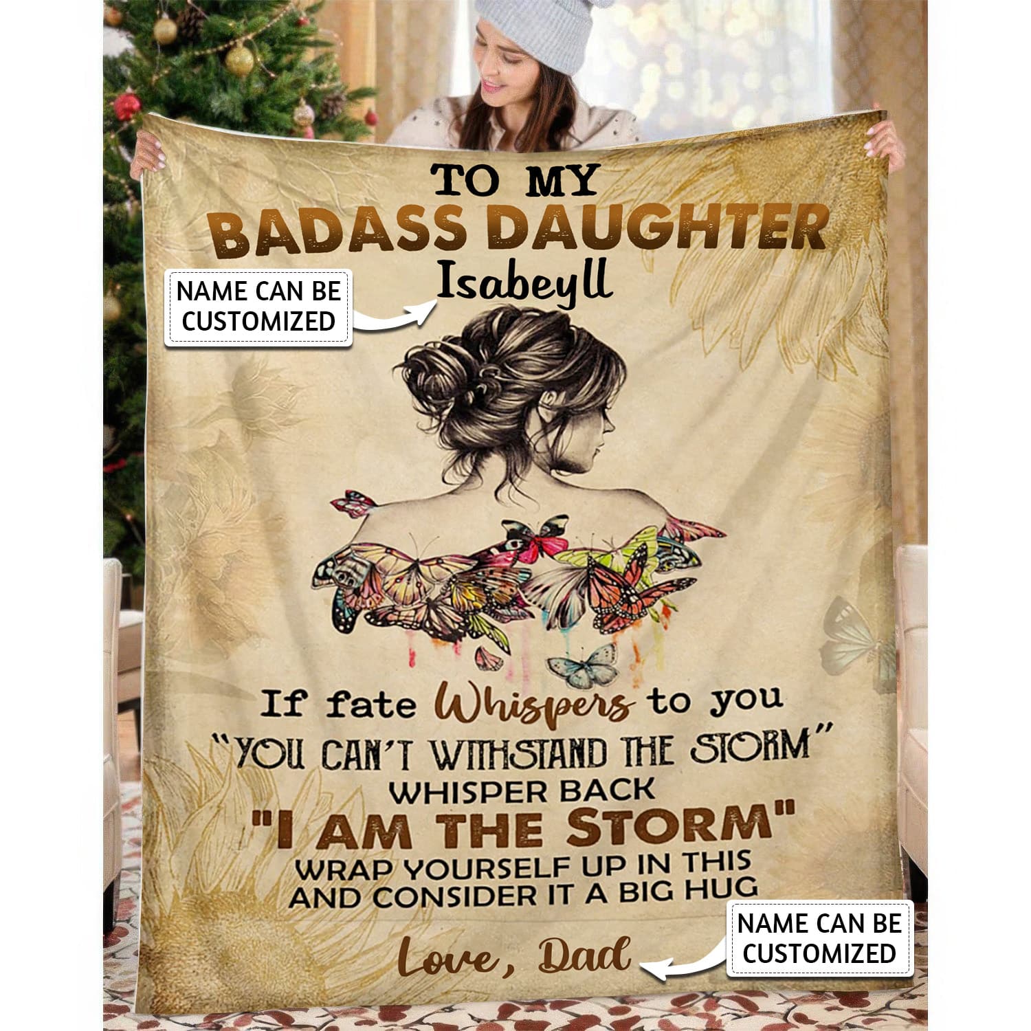 To My Daughter/Granddaughter - D393 - Personalized Custom Blanket