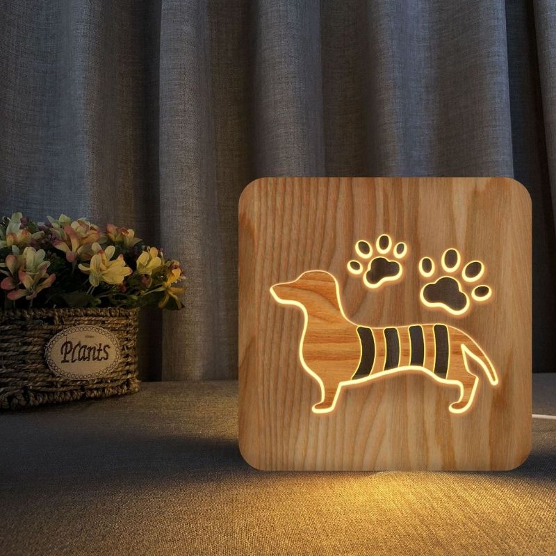 Dachshund Wooden Decorative Light-Jolura