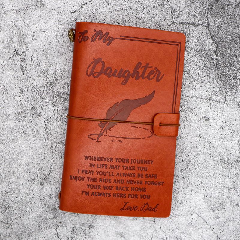 Dad To Daughter - Enjoy The Ride - Engraved Leather Journal Notebook-Jolura