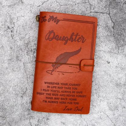 Dad To Daughter - Enjoy The Ride - Engraved Leather Journal Notebook-Jolura